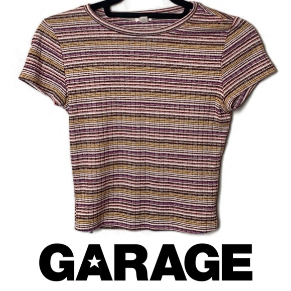 Garage Tops - 𝅺Garage Ribbed Striped Multicolored Crop Top